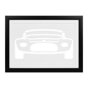 Sportwagen Silhouette Frontansicht – Autoliebe - Gerahmtes Poster (37 × 27 cm) - Schwarz - Vorne