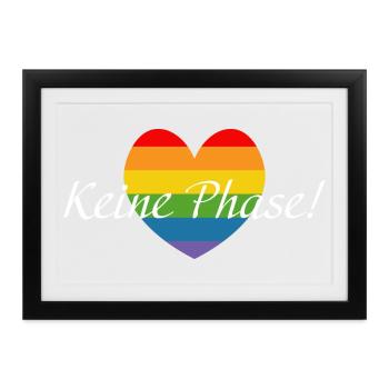 Regenbogenherzchen LGBTQ Keine Phase - Gerahmtes Poster (37 × 27 cm) - Schwarz - Vorne