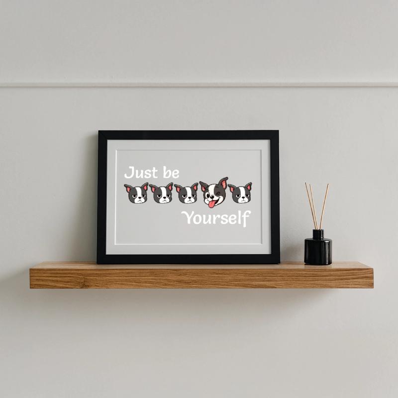 Boston - Soyez simplement - Vous-même - Texte blanc Affiche encadrée (37 × 27 cm)
