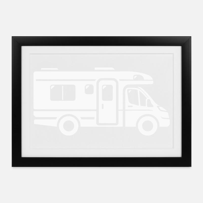 Motorhome Camping Panel Van Camper Caravan - Framed poster (37 × 27 cm) - black