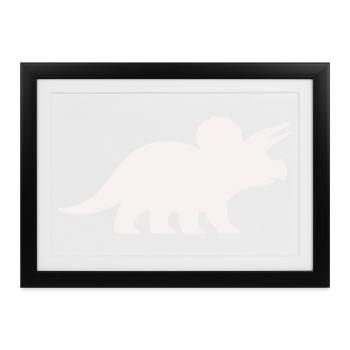 Triceratops Silhouette – Minimal-Dino - Gerahmtes Poster (37 × 27 cm) - Schwarz - Vorne