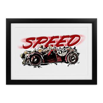 Oldtimer - Speed - Gerahmtes Poster (37 × 27 cm) - Schwarz - Vorne