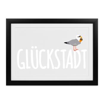 Glückstadt Möwe Elbe - Gerahmtes Poster (37 × 27 cm) - Schwarz - Vorne