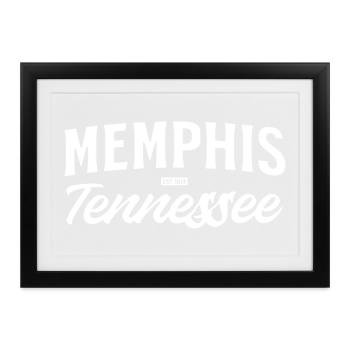 Memphis Tennessee Vintage Script - Gerahmtes Poster (37 × 27 cm) - Schwarz - Vorne