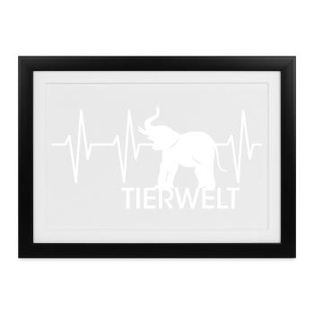 herzschlag tierwelt Elefanten Elefant Symbol icon - Gerahmtes Poster (37 × 27 cm) - Schwarz - Vorne