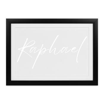 Raphael Name T-Shirt Geschenk Für Männer - Gerahmtes Poster (37 × 27 cm) - Schwarz - Vorne