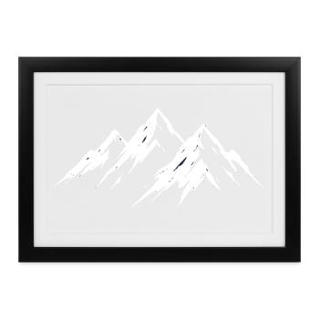 Berge Alpen Wandern Bergsteiger Outdoor Motiv - Gerahmtes Poster (37 × 27 cm) - Schwarz - Vorne