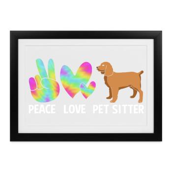 Haustier Sitter Haustiere Babysitter - Gerahmtes Poster (37 × 27 cm) - Schwarz - Vorne