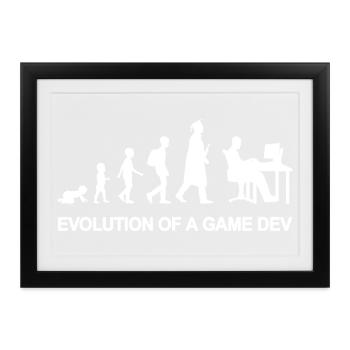 Game Developer Evolution - Gerahmtes Poster (37 × 27 cm) - Schwarz - Vorne
