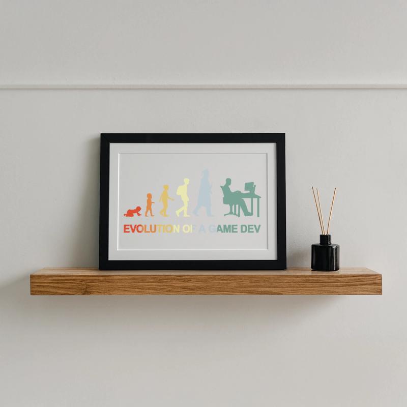 Game Dev Evolution Gerahmtes Poster (37 × 27 cm)