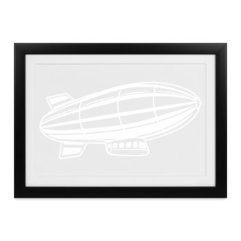 Luftschiff Silhouette Zeppelin - Gerahmtes Poster (37 × 27 cm) - Schwarz - Vorne