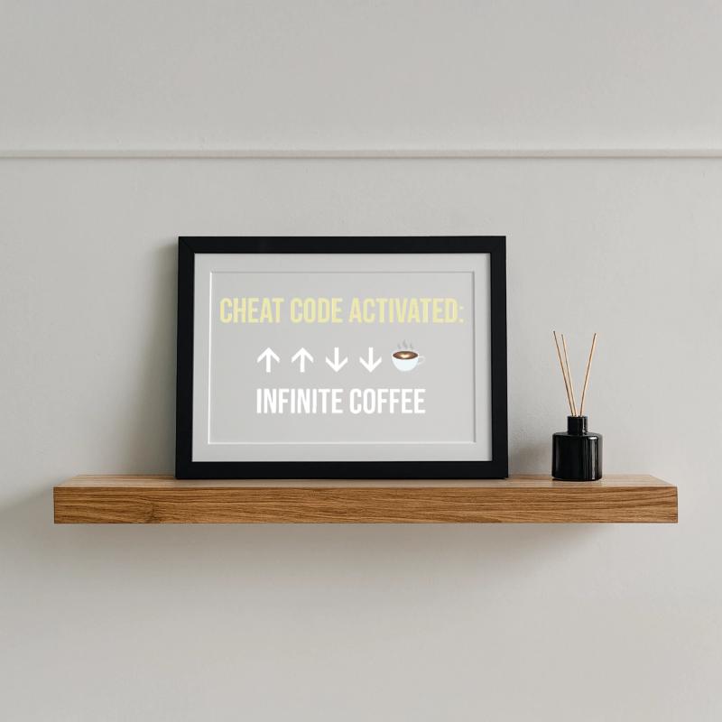 Infinite Coffee Active Cheat Code Framed poster (37 × 27 cm)
