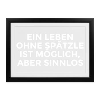 lustige Schwaben Sprüche - Gerahmtes Poster (37 × 27 cm) - Schwarz - Vorne
