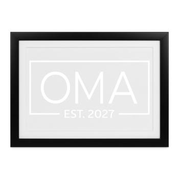 Oma 2027 Est Großmutter Babyparty Geschenkidee - Gerahmtes Poster (37 × 27 cm) - Schwarz - Vorne