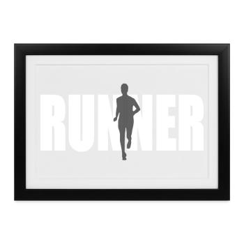 Läufer in Bewegung - Gerahmtes Poster (37 × 27 cm) - Schwarz - Vorne