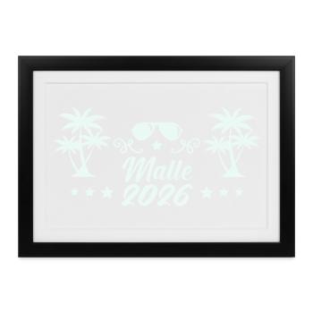 Malle 2026 Palmen Sonnenbrille - Gerahmtes Poster (37 × 27 cm) - Schwarz - Vorne