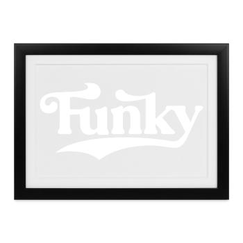 Funky Retro Script Logo - Gerahmtes Poster (37 × 27 cm) - Schwarz - Vorne