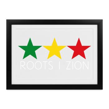 roots i zion - rasta reggae roots stars - Gerahmtes Poster (37 × 27 cm) - Schwarz - Vorne