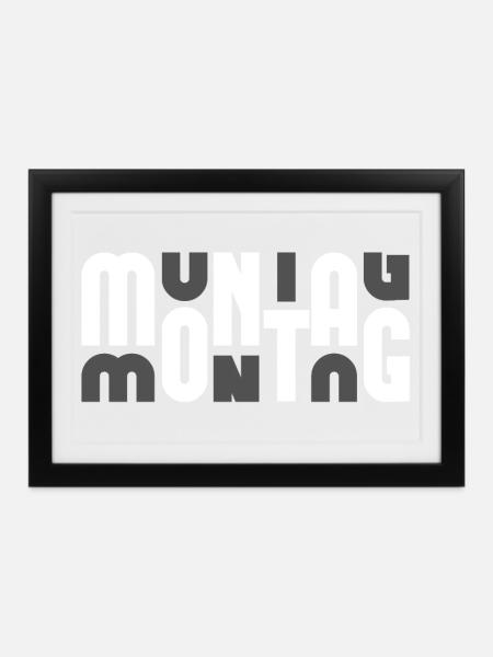 Motiv Montag Black/Grey - Gerahmtes Poster (37 × 27 cm) - Schwarz
