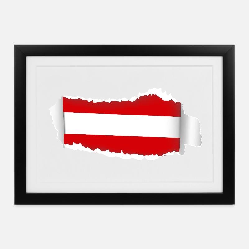 Cracked Austria Flag - Framed poster (37 × 27 cm) - black