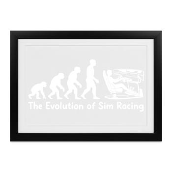 Die Evolution des Sim Racings - Gerahmtes Poster (37 × 27 cm) - Schwarz - Vorne