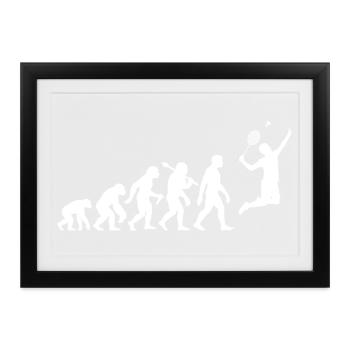 Badminton Evolution Smash Badmintonspieler - Gerahmtes Poster (37 × 27 cm) - Schwarz - Vorne