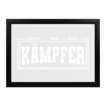 KÄMPFER – Disziplin Fokus Stärke - Gerahmtes Poster (37 × 27 cm) - Schwarz - Vorne