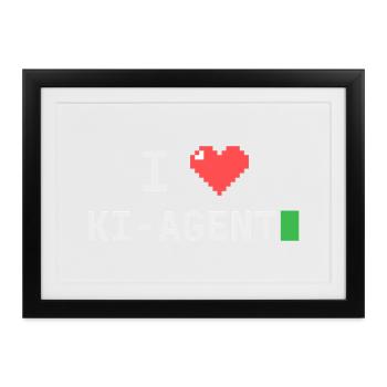 I ♥ KI-Agent – Terminal Pixelherz - Gerahmtes Poster (37 × 27 cm) - Schwarz - Vorne