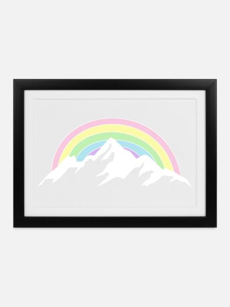 Berg Regenbogen Naturliebhaber - Gerahmtes Poster (37 × 27 cm) - Schwarz
