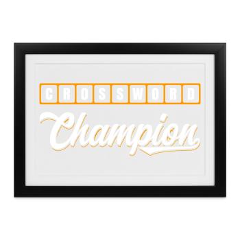 Crossword Champion Typography Design - Gerahmtes Poster (37 × 27 cm) - Schwarz - Vorne