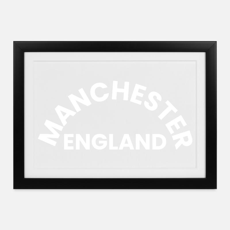 Manchester England Circle Text - Framed poster (37 × 27 cm) - black