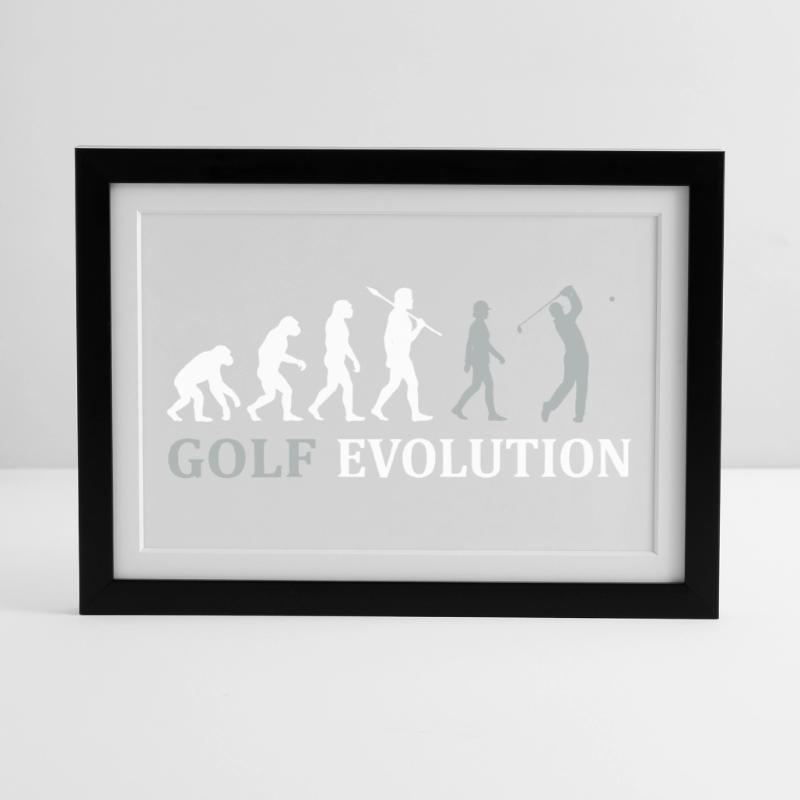 Golf Evolution – Das perfekte Golfer Geschenk Gerahmtes Poster (37 × 27 cm)