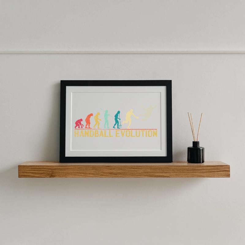 Conception de la progression de l'évolution du handball Affiche encadrée (37 × 27 cm)