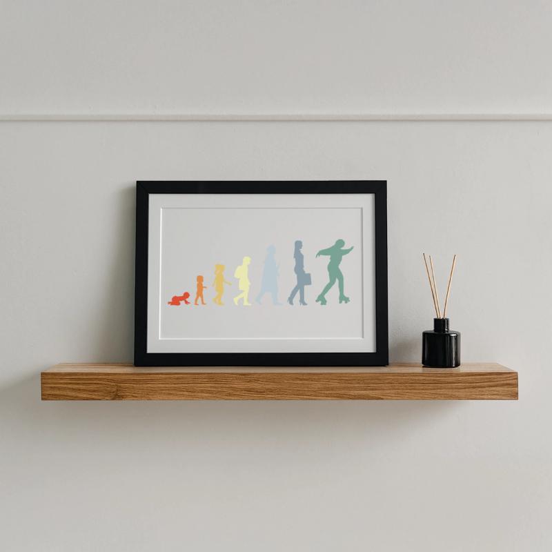 Roller Skater Evolution Gerahmtes Poster (37 × 27 cm)