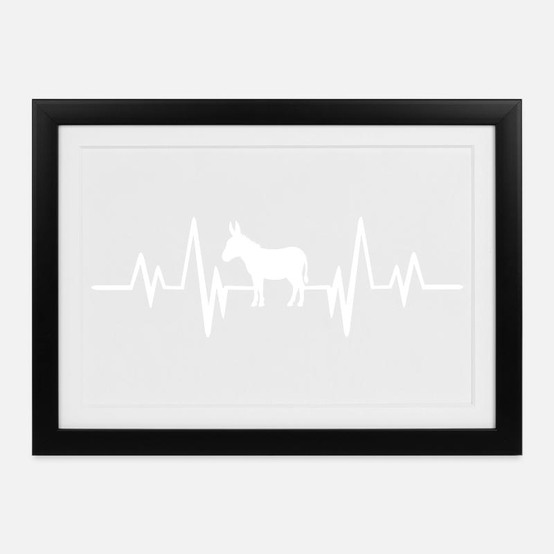Heartbeat Donkey - Framed poster (37 × 27 cm) - black