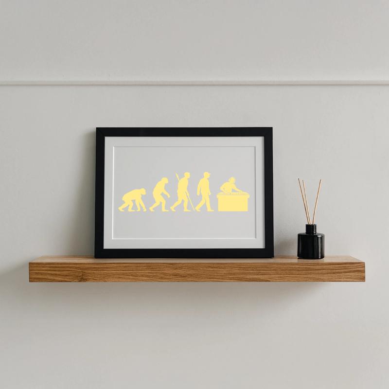 Evolution to a workplace DJ Framed poster (37 × 27 cm)