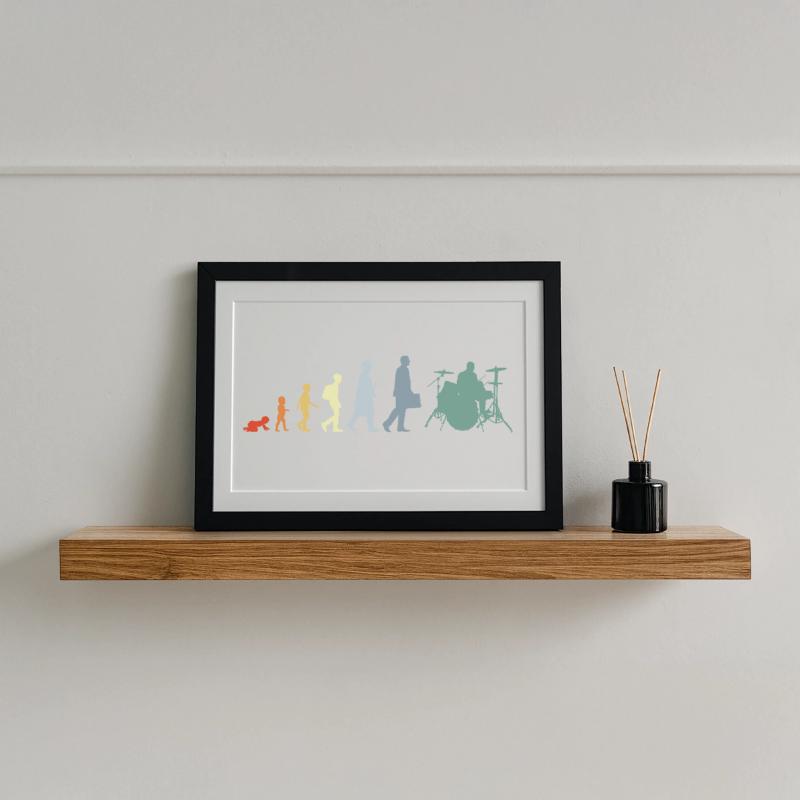 Évolution du batteur Affiche encadrée (37 × 27 cm)