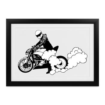 Streetfighter Burnout Bike - Gerahmtes Poster (37 × 27 cm) - Schwarz - Vorne
