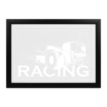 racing Auto Illustration Symbol Logo icon Grafik - Gerahmtes Poster (37 × 27 cm) - Schwarz - Vorne
