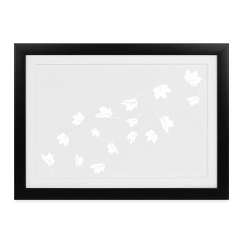 Minimalistische Ahorn Blätter die im Wind wehen - Gerahmtes Poster (37 × 27 cm) - Schwarz - Vorne