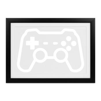 Retro Controller Gamepad - Gerahmtes Poster (37 × 27 cm) - Schwarz - Vorne