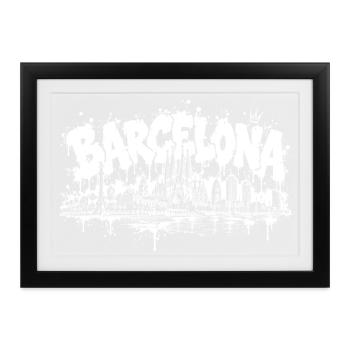 Barcelona Splash Graffiti - Gerahmtes Poster (37 × 27 cm) - Schwarz - Vorne