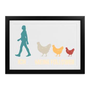 Hühner Landwirtin Landwirtschaft Bauer - Gerahmtes Poster (37 × 27 cm) - Schwarz - Vorne