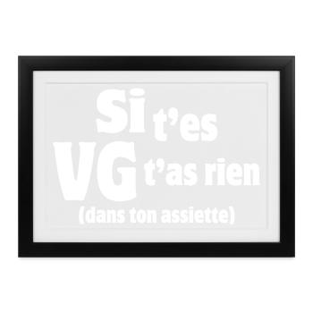 vegan, vegetarisch, veganer Humor - Gerahmtes Poster (37 × 27 cm) - Schwarz - Vorne