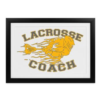 Flaming Lacrosse Coach Dynamic Sports Graphic Tee - Gerahmtes Poster (37 × 27 cm) - Schwarz - Vorne
