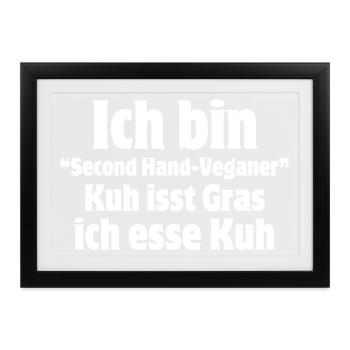 vegan, vegan, vegan, vegetarisch - Gerahmtes Poster (37 × 27 cm) - Schwarz - Vorne