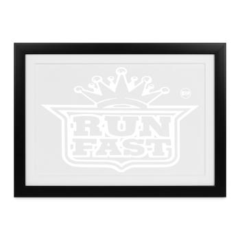 RUN FAST - Run Fast! Für begeisterte Flitzer! - Gerahmtes Poster (37 × 27 cm) - Schwarz - Vorne