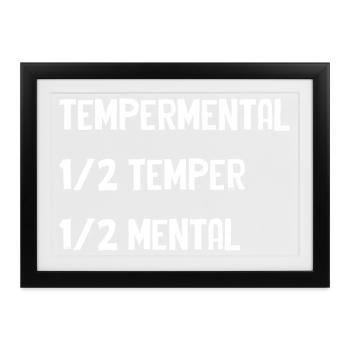 Tempermental Split Typography - Gerahmtes Poster (37 × 27 cm) - Schwarz - Vorne