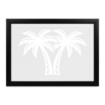 Palmen Insel Symbol - Gerahmtes Poster (37 × 27 cm) - Schwarz - Vorne