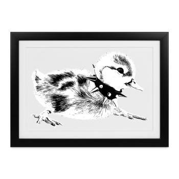 Rebel Punk Entlein – Halsketten-Design mit Stacheln - Gerahmtes Poster (37 × 27 cm) - Schwarz - Vorne
